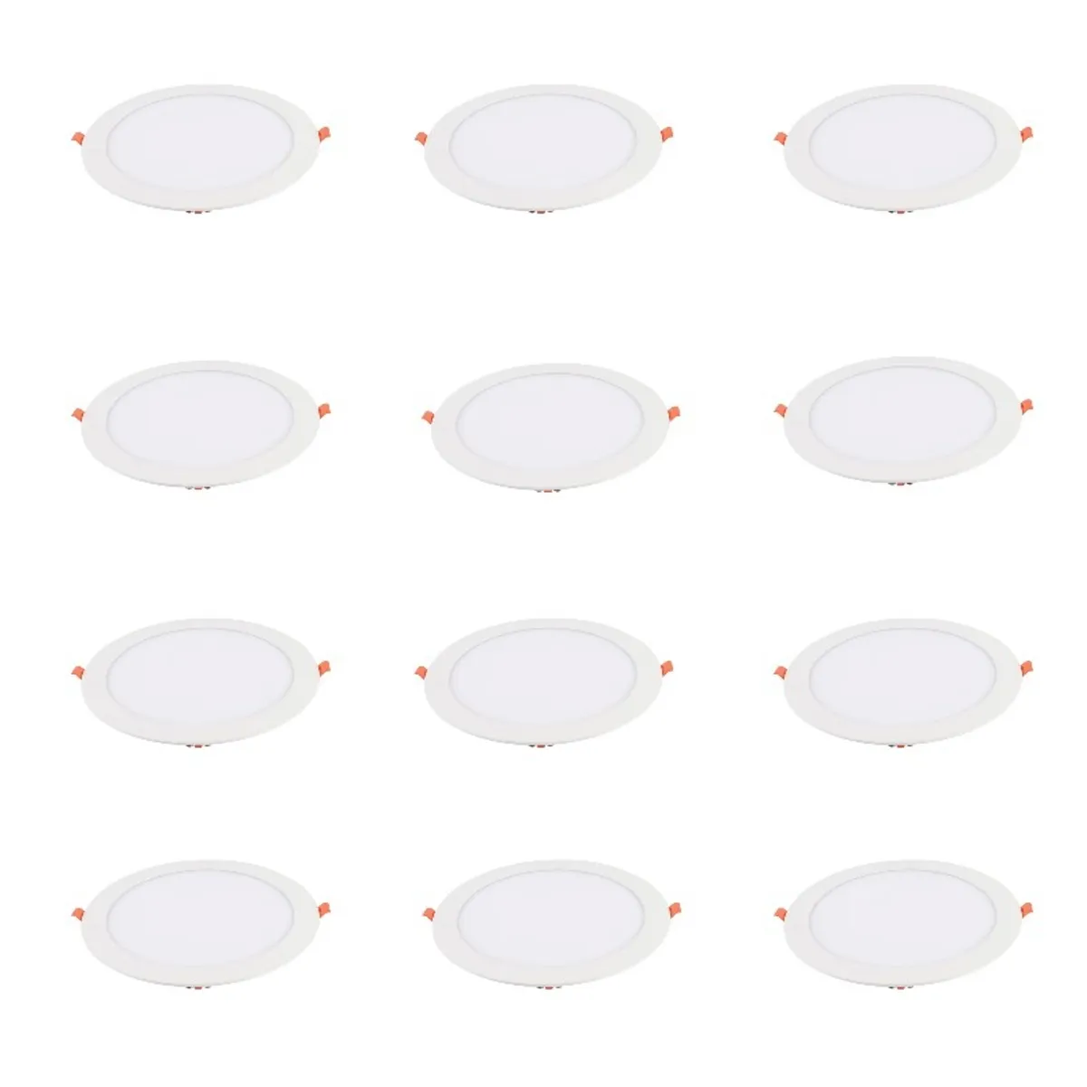 GENERICO - 12 Focos Panel Led 6W Redondo Embutido 220V Luz Cálida