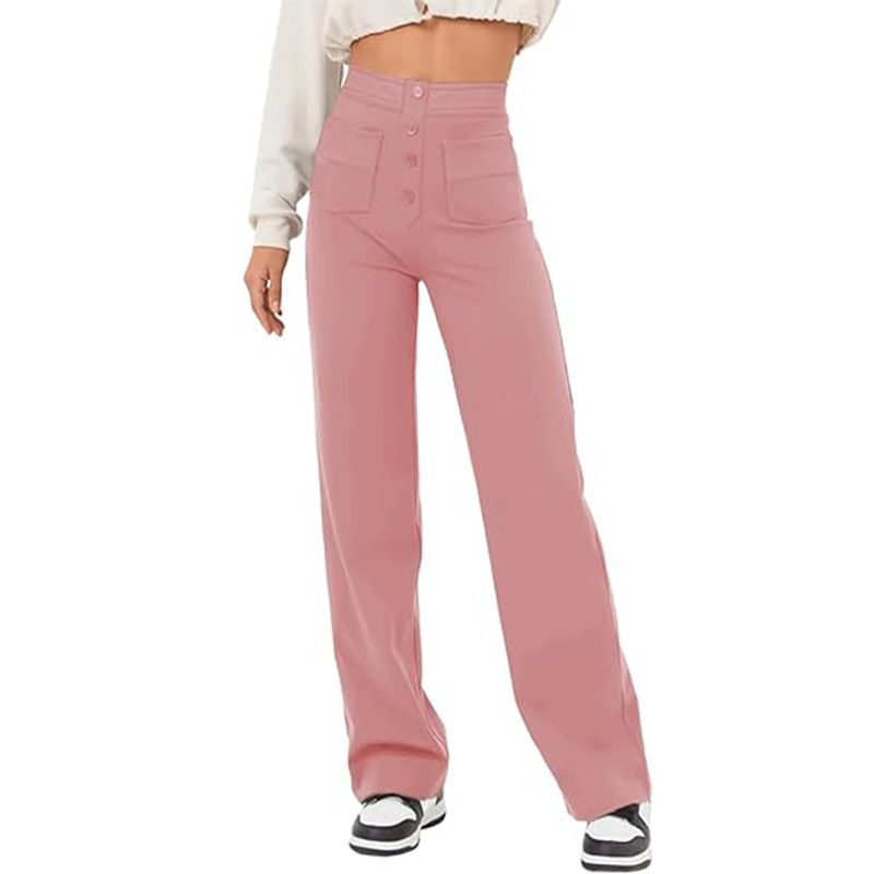 BLWOENS - Pantalones largos de primavera y otoño para mujer - Rosa