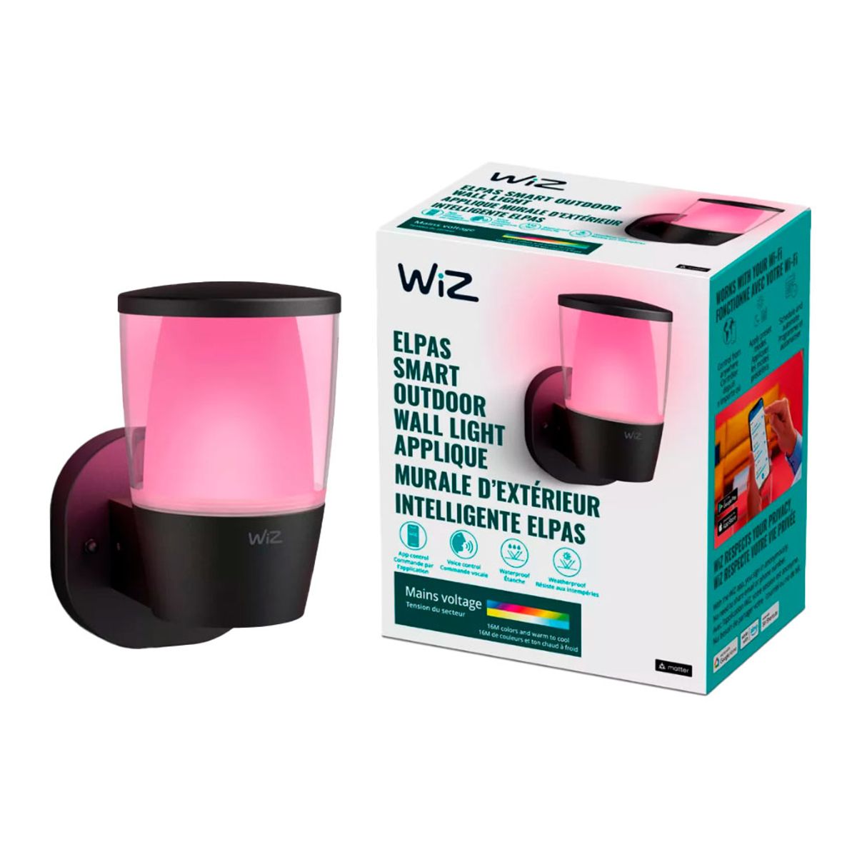 WIZ - Lámpara Inteligente de Pared para Exterior Elpas Wiz
