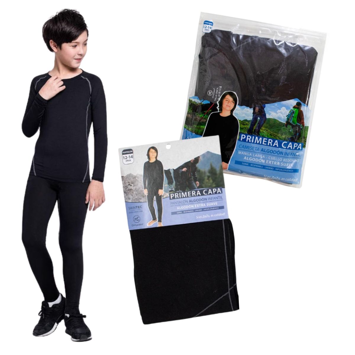 EKOL TACTICA MILITAR - Set Camiseta Y Calza Primera Capa Niños Juvenil Invierno