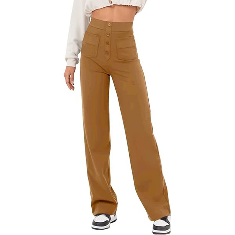 BLWOENS - Pantalones largos de primavera y otoño para mujer - Marrón