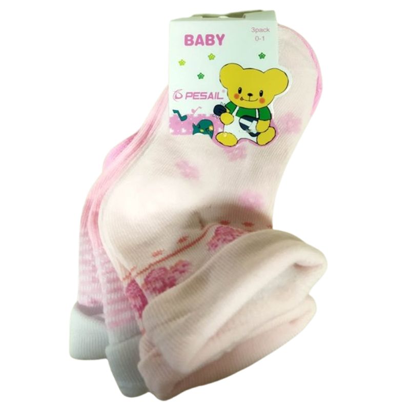 GENERICO - Set 3 pares de calcetines para bebe 0 mes a 12 meses