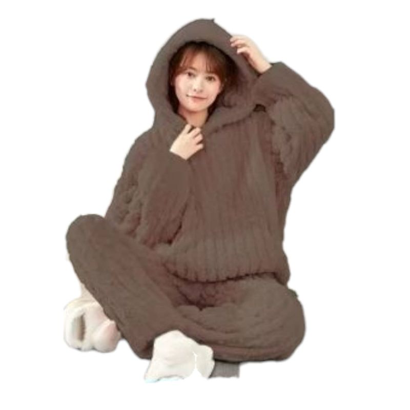 AGW - Pijama Mujer Plush Trenzado Con Capucha