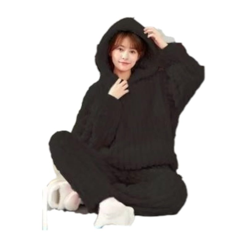 AGW - Pijama Mujer Plush Trenzado Con Capucha