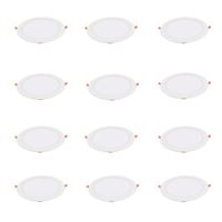 12 Focos Panel Led 6W Redondo Embutido 220V Luz Fría