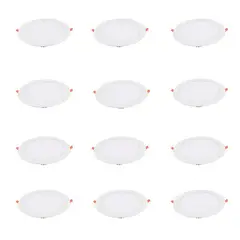 GENERICO - 12 Focos Panel Led 6W Redondo Embutido 220V Luz Fría