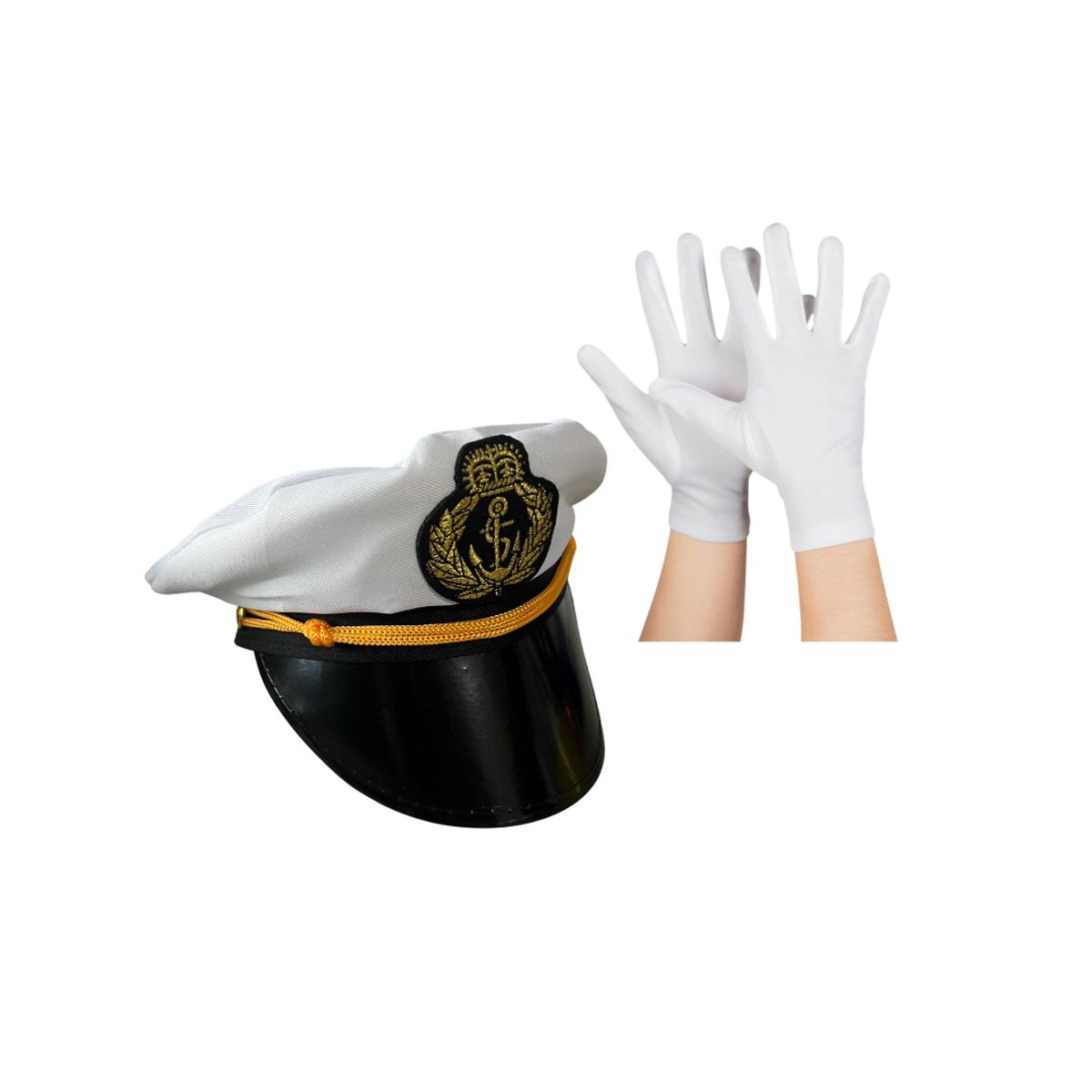 GENERICO - Gorro Capitan Marina + Guantes Adulto