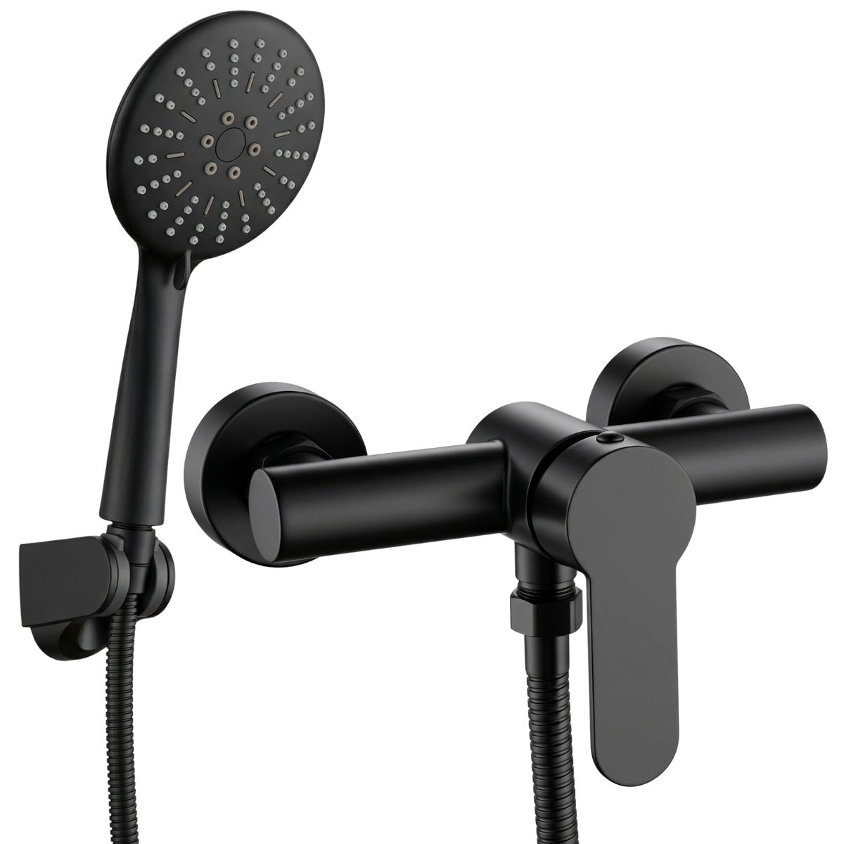DICAS - Llave Monomando Ducha Negra Con Accesorios Ferretools