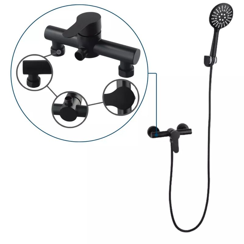 DICAS - Llave Monomando Ducha Negra Con Accesorios Ferretools