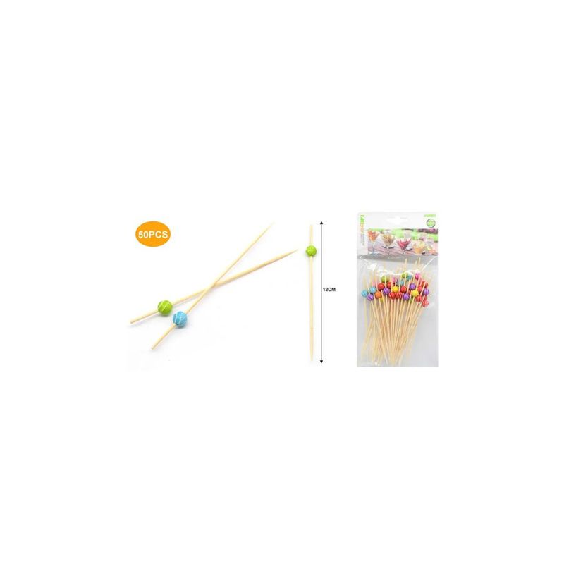 GENERICO - PALILLO ESFERA DE BAMBÚ 50PCS
