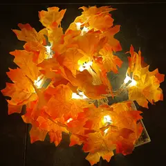 GENERICO - Luces Hojas Otoño - 30 Luces Pilas 5 m Luz Cálida IP 44