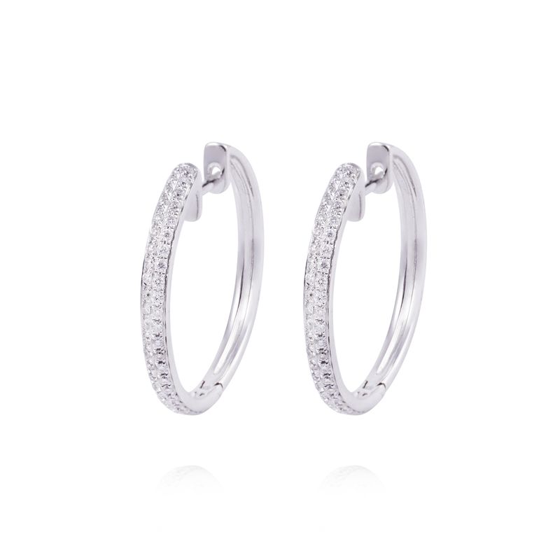 JB JOYAS BARON - Aros de Oro 18 kt Argollas blancas 38 puntos de diamante