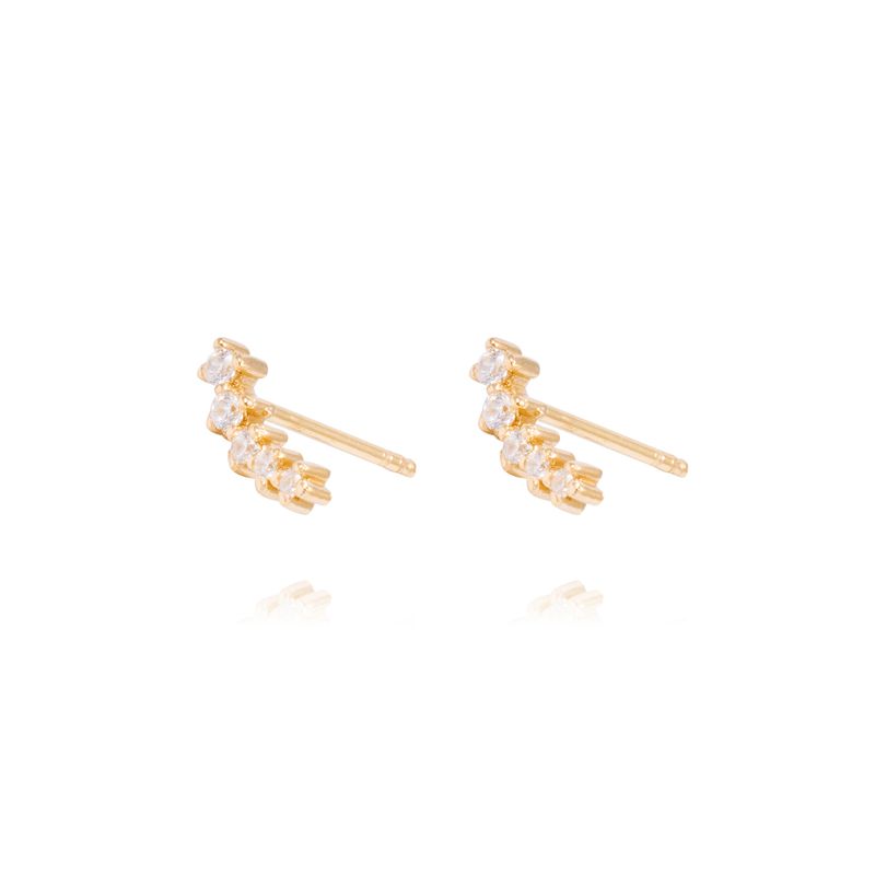 JB JOYAS BARON - Aros Oro Amarillo 18kt Escalonados 5 Circonitas