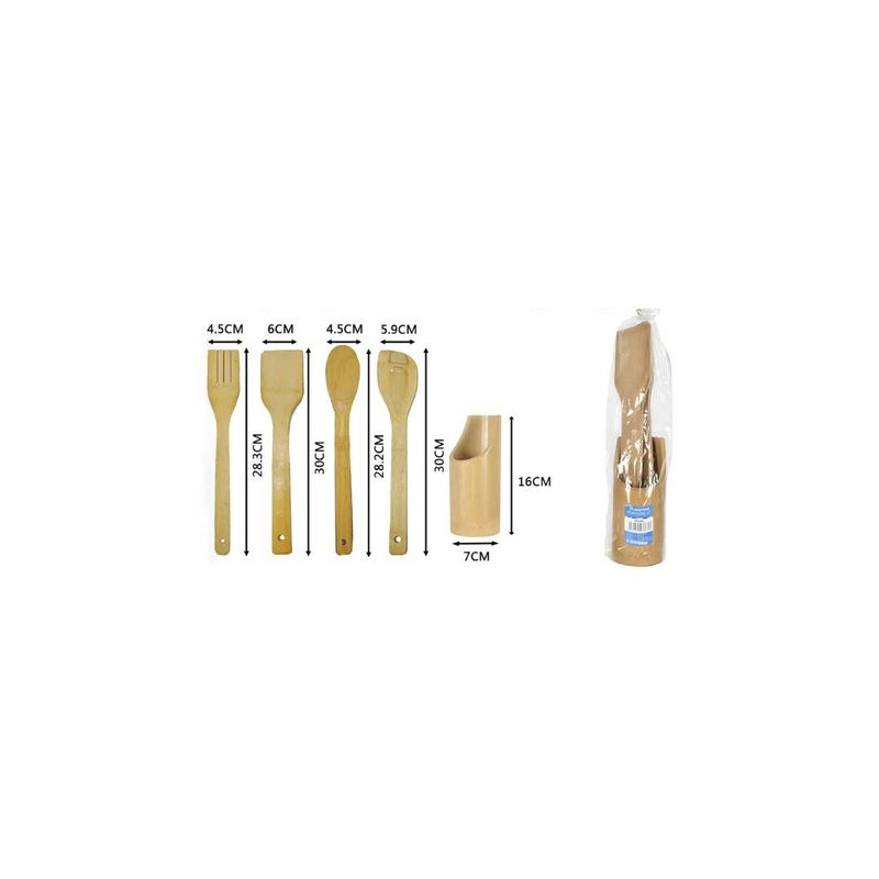 GENERICO - SET DE UTENSILIOS DE MADERA 4PCS