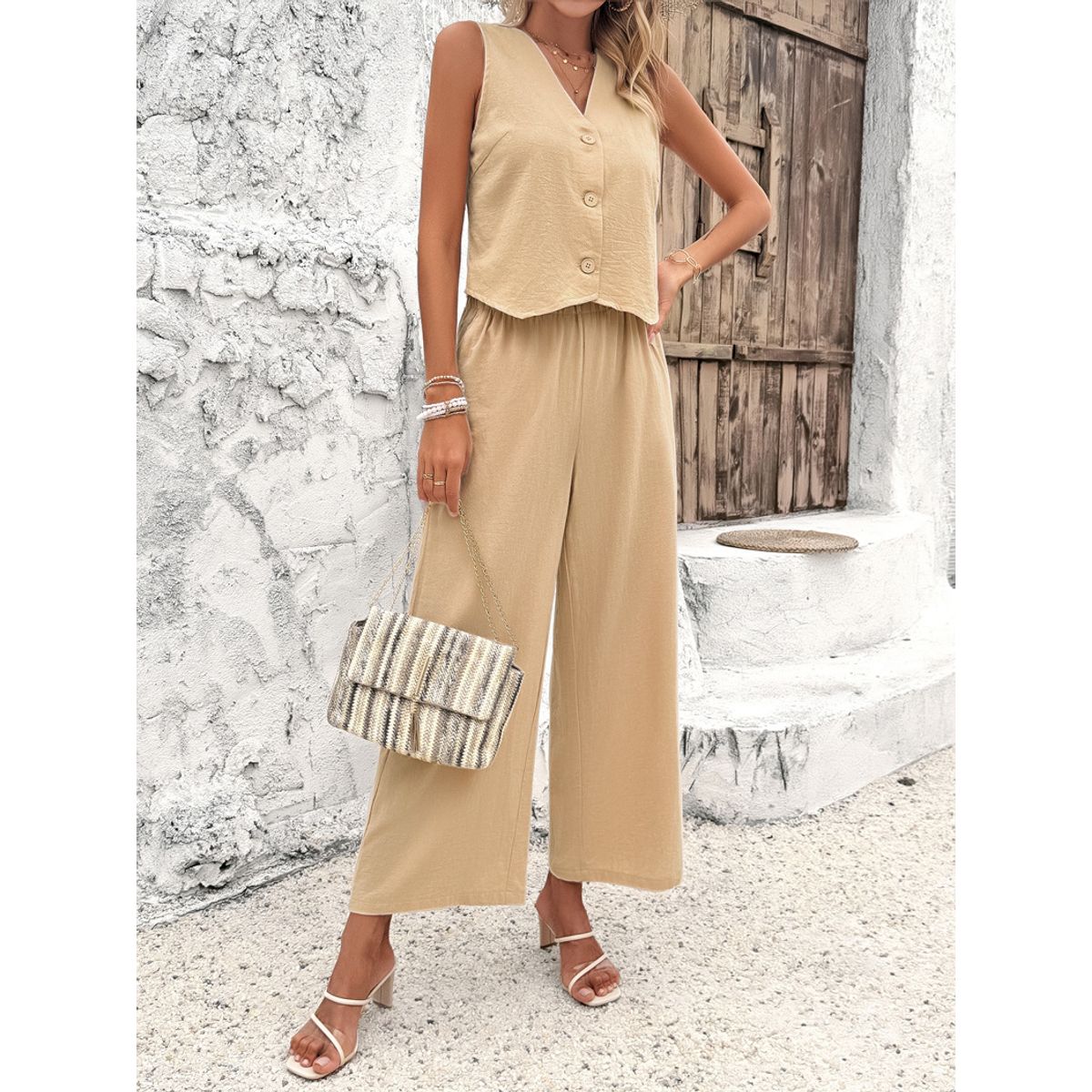 TIOZONEY - Conjunto de chaleco para mujer