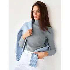 TIOZONEY - Sweater De Cuello Alto Mujer - Gris