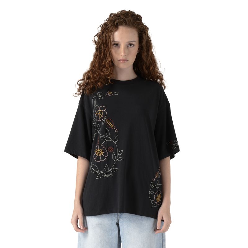 LEVIS - Polera Mujer Graphic Short Stack Negro Levis