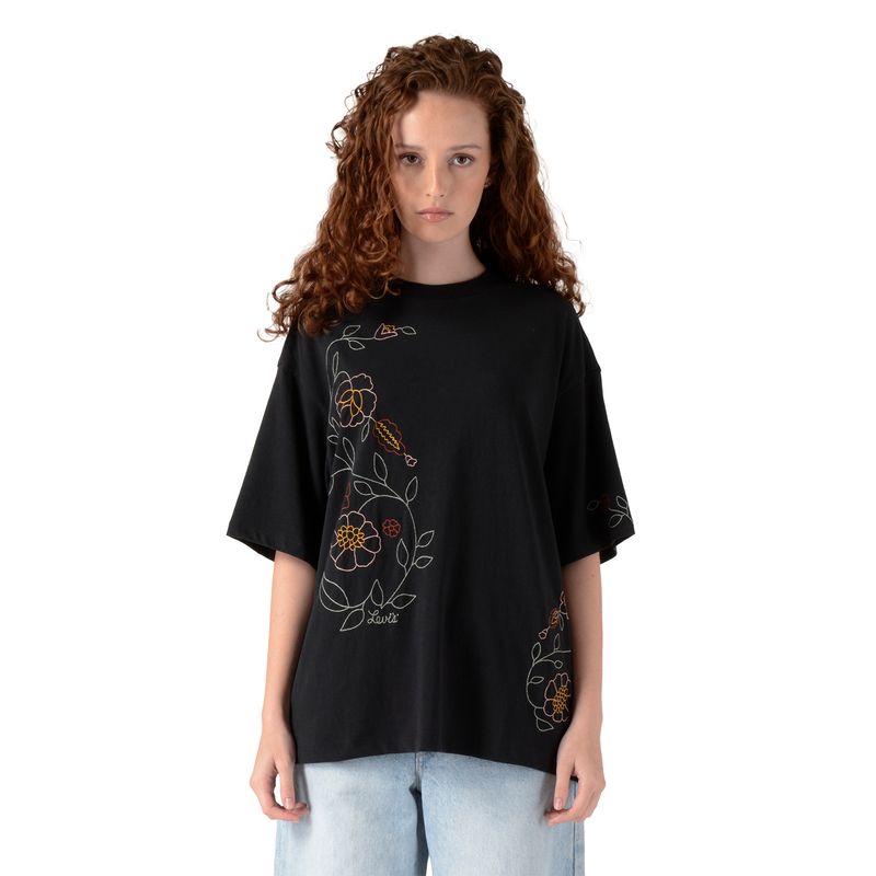 LEVIS - Polera Mujer Graphic Short Stack Negro Levis