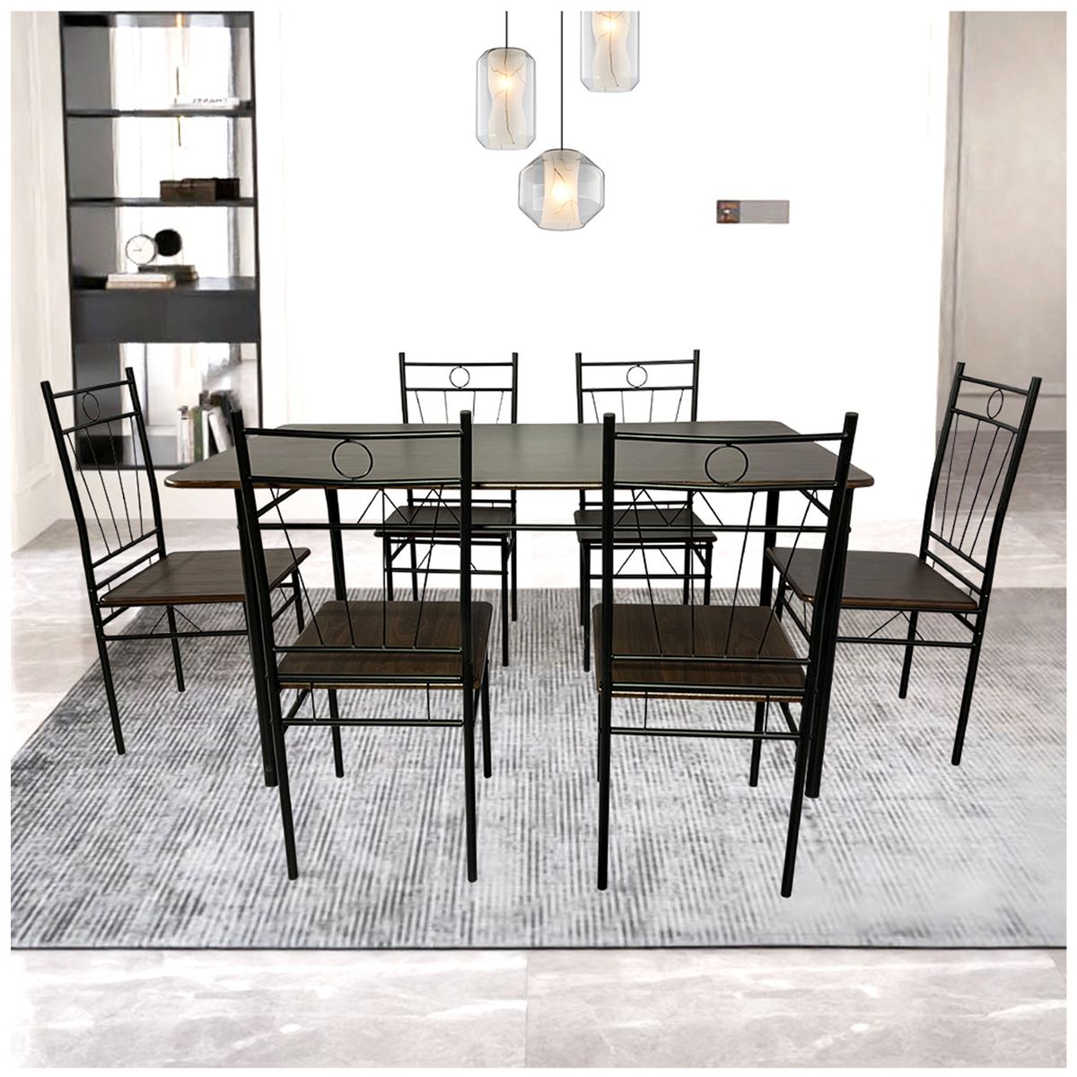 NOVAHUS - Juego de comedor Verona 6 Sillas 140x80x74 cm Negro