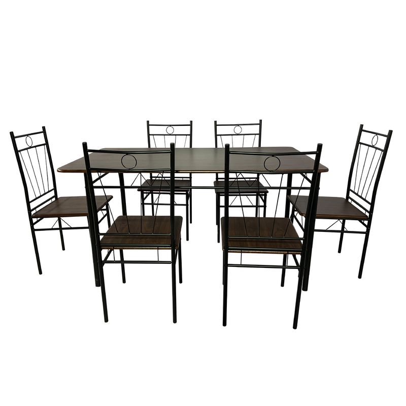 NOVAHUS - Juego de comedor 6P Verona Negro 74x80x140 cm