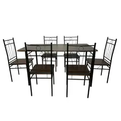 NOVAHUS - Juego de comedor 6P Verona Negro 74x80x140 cm