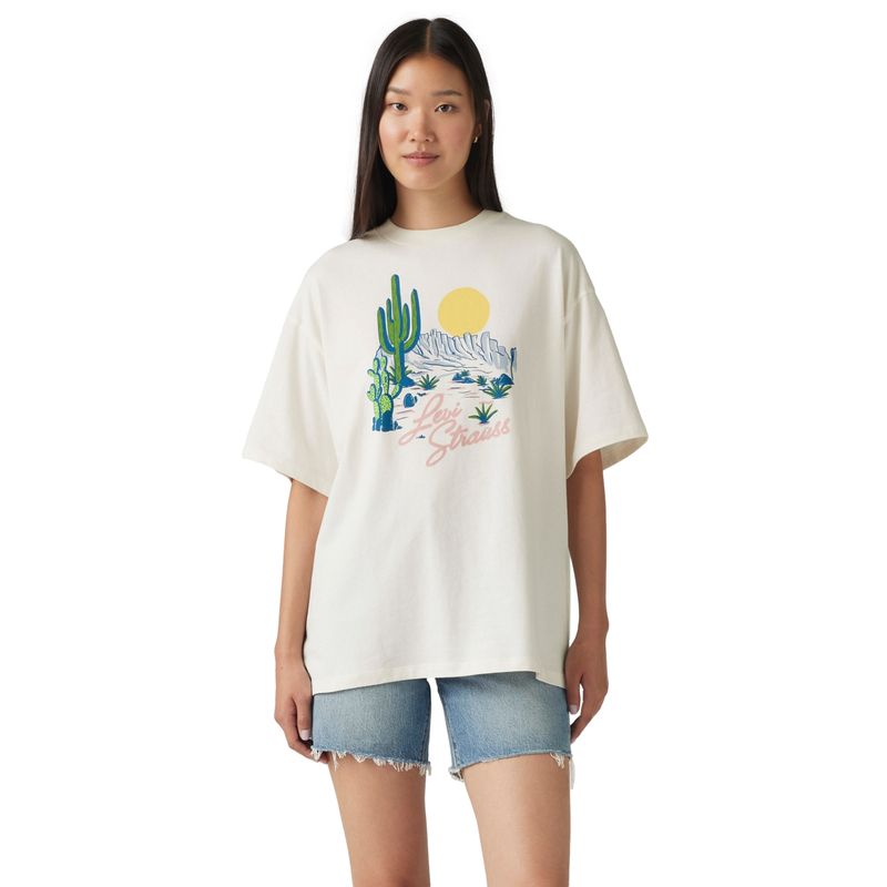 LEVIS - Polera Mujer Graphic Short Stack Tee Beige Levis_.