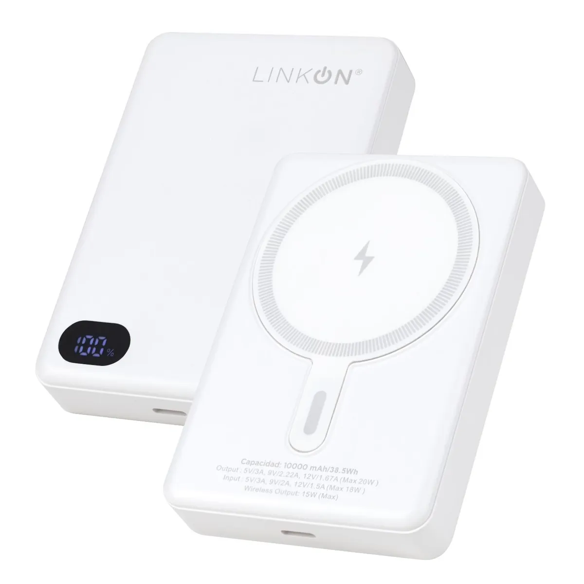 LINKON - Bateria Externa Iphone Cargador Portatil Magsafe 10.000Mah - Blanco