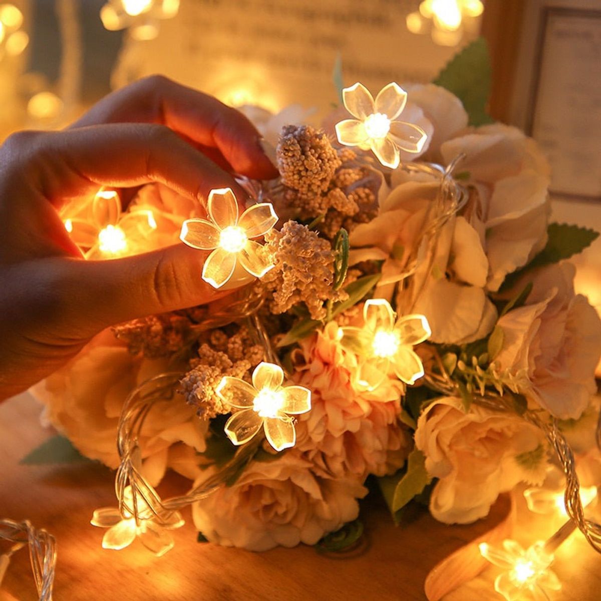 GENERICO - Decorativos Solares Flores - Luz Cálida IP65 5 m