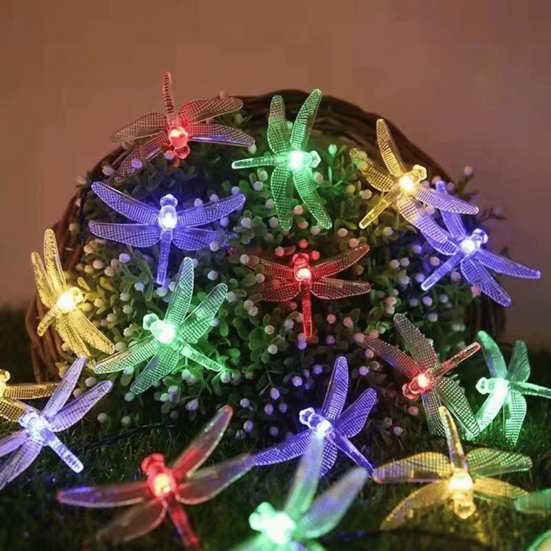 GENERICO - Decorativos Solares Libelulas Luz Multicolor - IP65 5 m