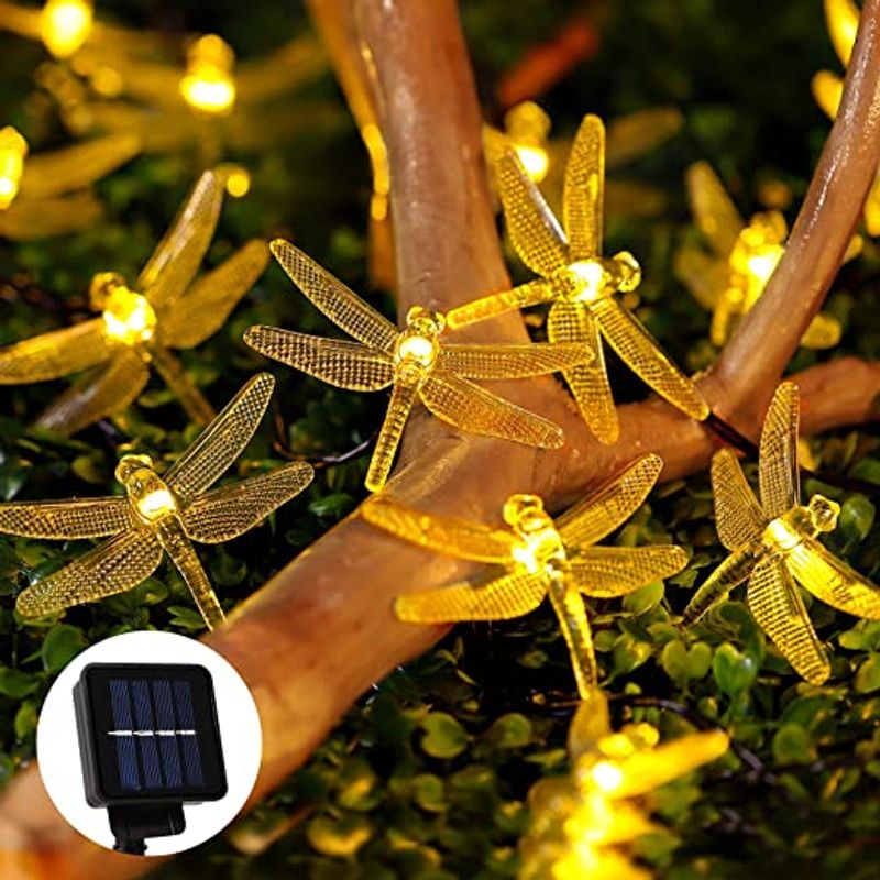 GENERICO - Decorativos Solares Libelulas Luz Cálida - IP65 5 m