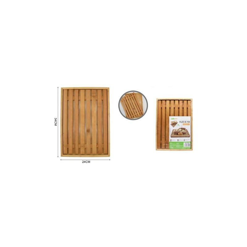 GENERICO - PLATO DE MADERA PARA PAN 34X24CM