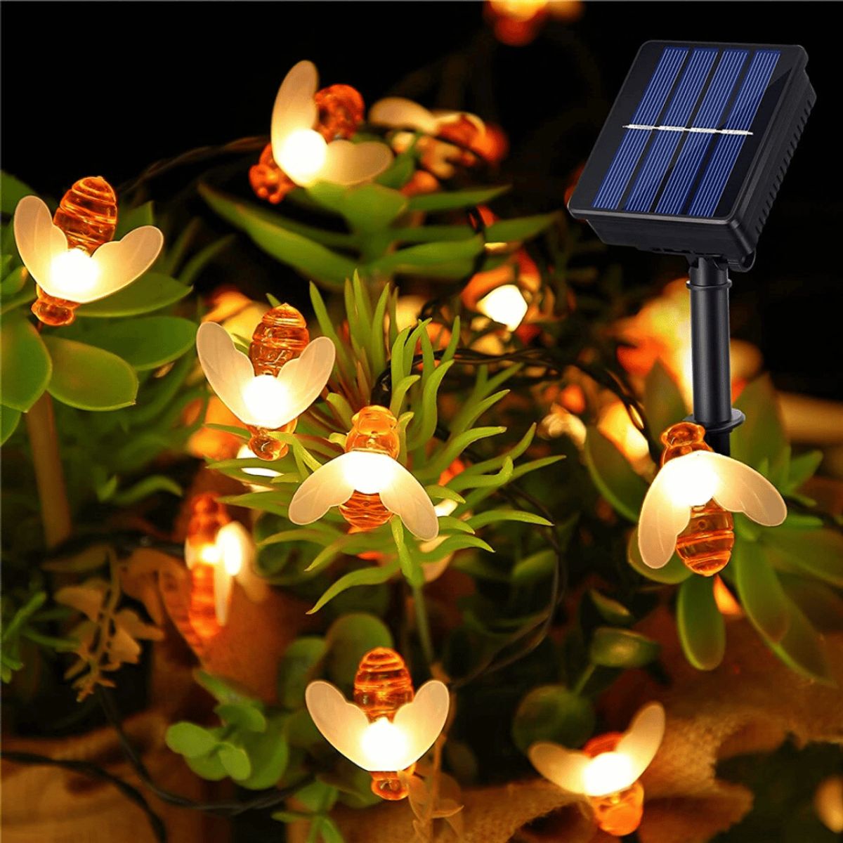 GENERICO - Decorativos Solares Abejas - 5 m Luz Cálida  IP65
