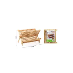 GENERICO - ESTANTE ORGANIZADOR DE PLATOS DE MADERA 34X34CM