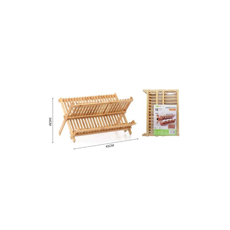 GENERICO - ESTANTE ORGANIZADOR DE PLATOS DE MADERA 34X43CM.
