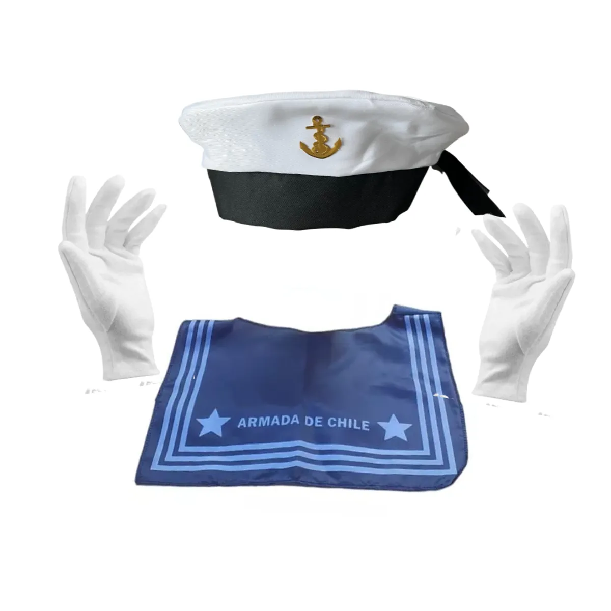 GENERICO - Gorro Marinero+ Pechera+ Guantes Para Disfraz Adulto