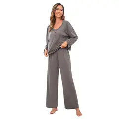 BLWOENS - Pijama de para mujeres - 2 piezas - Gris