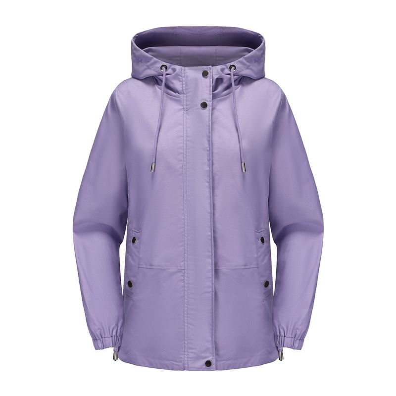 TIOZONEY - Chaqueta cortaviento suelta con capucha para mujer-Morado