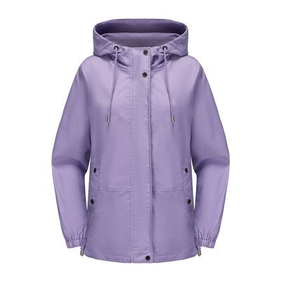 Imagen 1 del producto Chaqueta cortaviento suelta con capucha para mujer-Morado