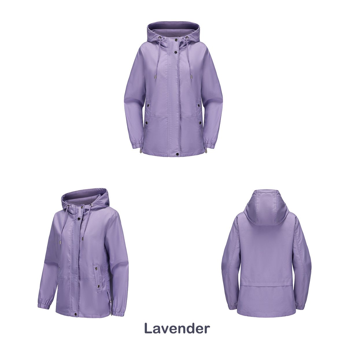 TIOZONEY - Chaqueta cortaviento suelta con capucha para mujer-Morado