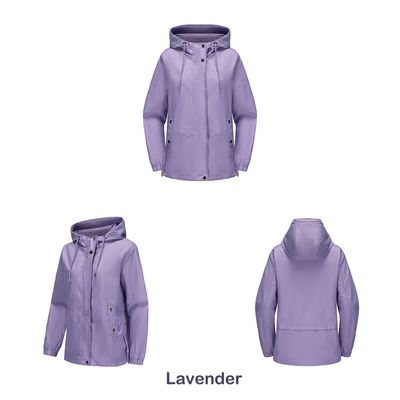 Imagen 2 del producto Chaqueta cortaviento suelta con capucha para mujer-Morado