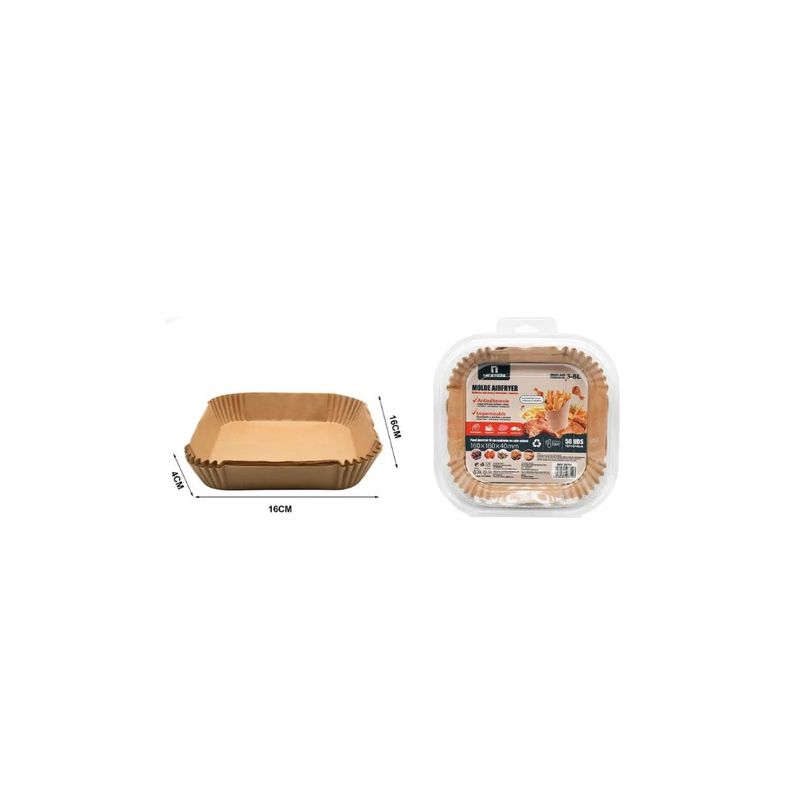 GENERICO - PAPEL PARA FREIDORA DE AIRE 16CM CUADRADO 50UNID 3-6L