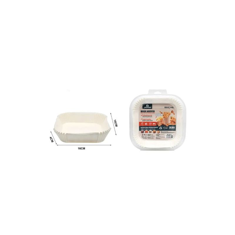 GENERICO - PAPEL PARA FREIDORA DE AIRE 16CM CUADRADO BLANCO 50UNID