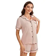 BLWOENS - Pijama de verano para mujeres - 2 piezas - Rosa