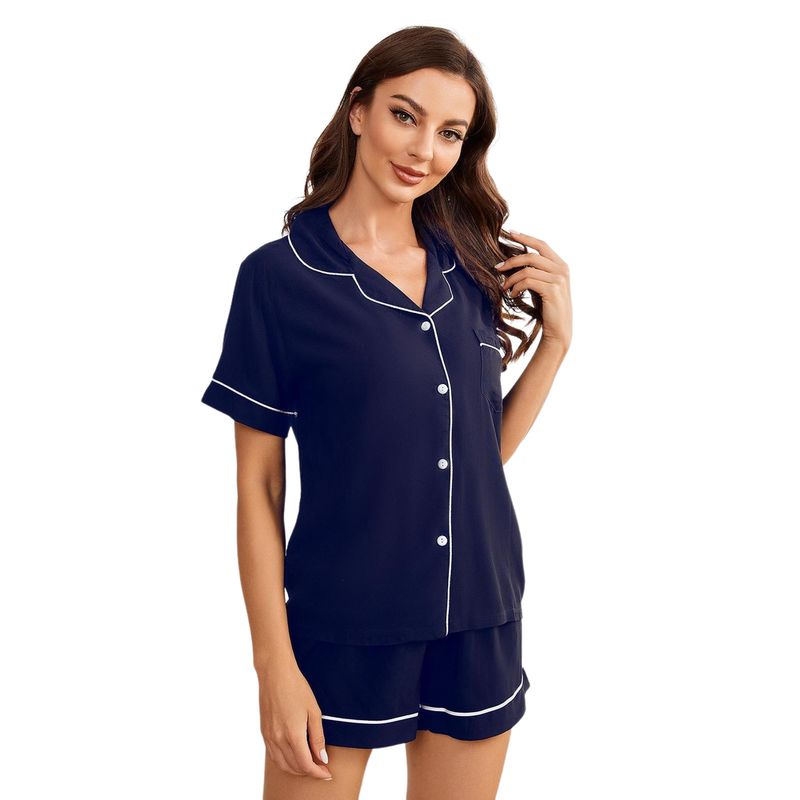 BLWOENS - Pijama de verano para mujeres - 2 piezas - Azul