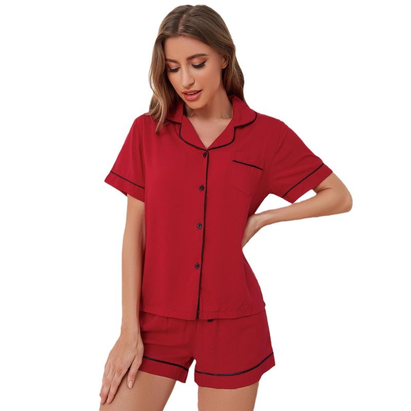 BLWOENS - Pijama de verano para mujeres - 2 piezas - Rojo