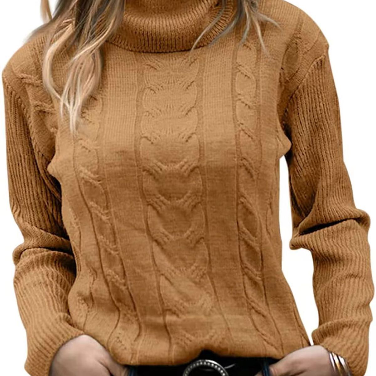 TIOZONEY - Sweater Cuello de Cuello Alto Mujer