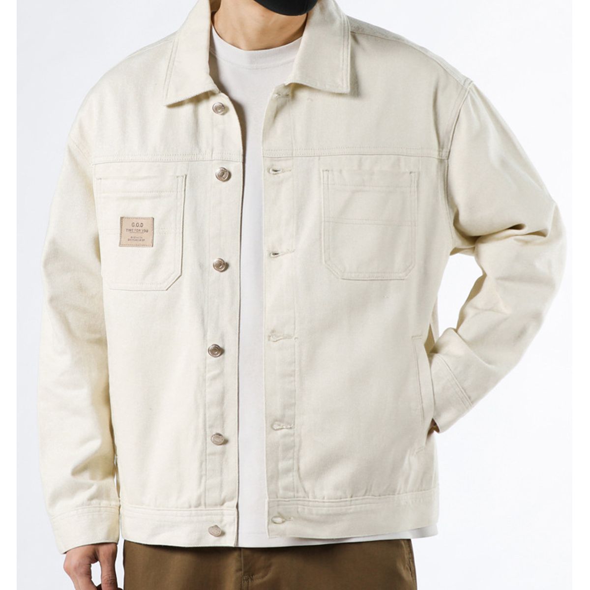 TIOZONEY - Chaqueta jeans de manga larga para Hombre