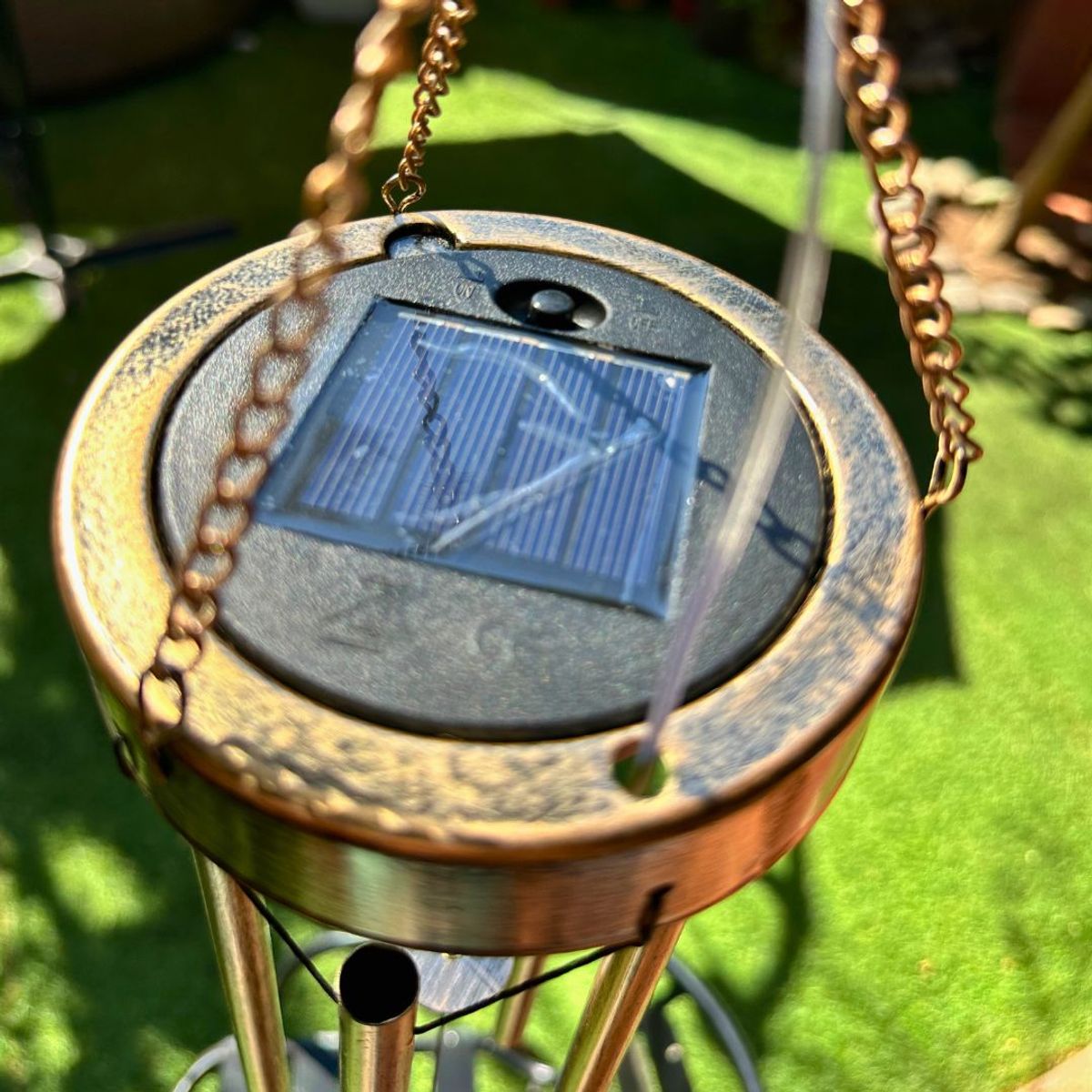 GENERICO - Colgante de Viento Solar Llama Luz Cálida -1 m Inoxidable IP44