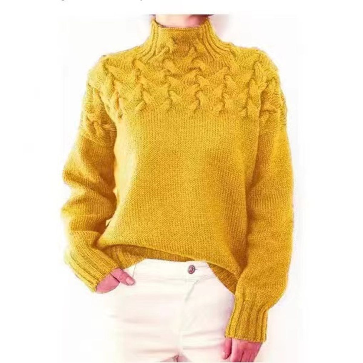 TIOZONEY - Sweater Cuello de Cuello Alto Mujer