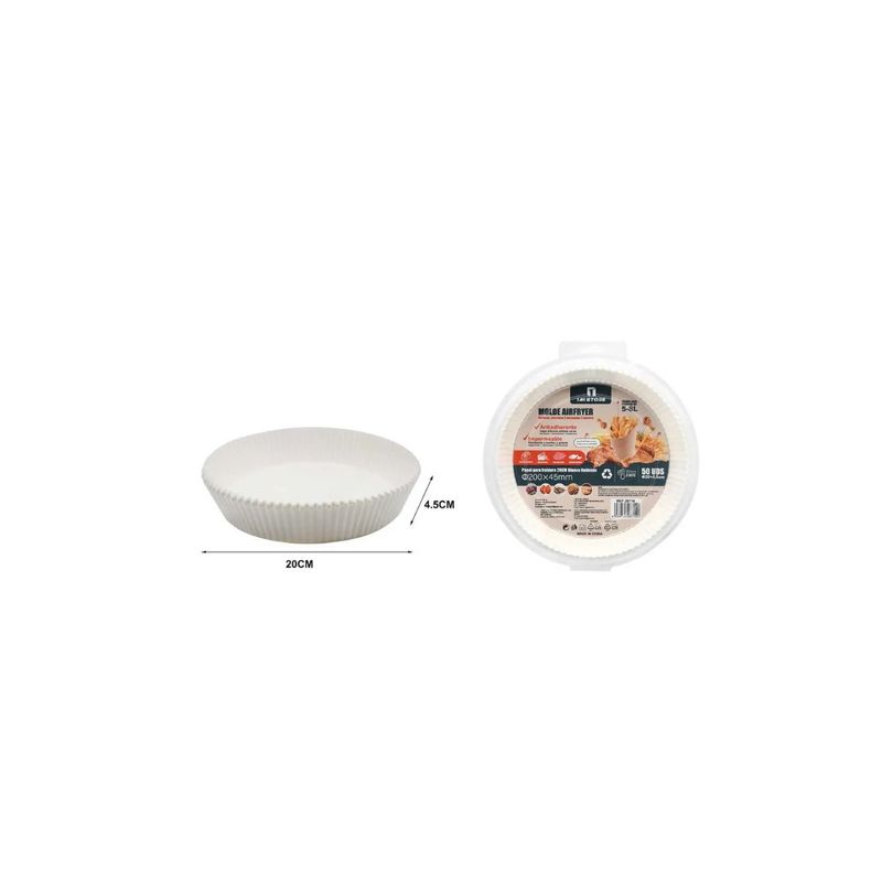 GENERICO - PAPEL PARA FREIDORA DE AIRE 20CM BLANCO REDONDO 50UNID 5-8L